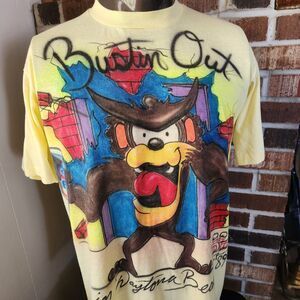 Vtg Jerzees Looney Tunes Tasmanian Devil Sz Large Daytona Beach Airbrush Maria